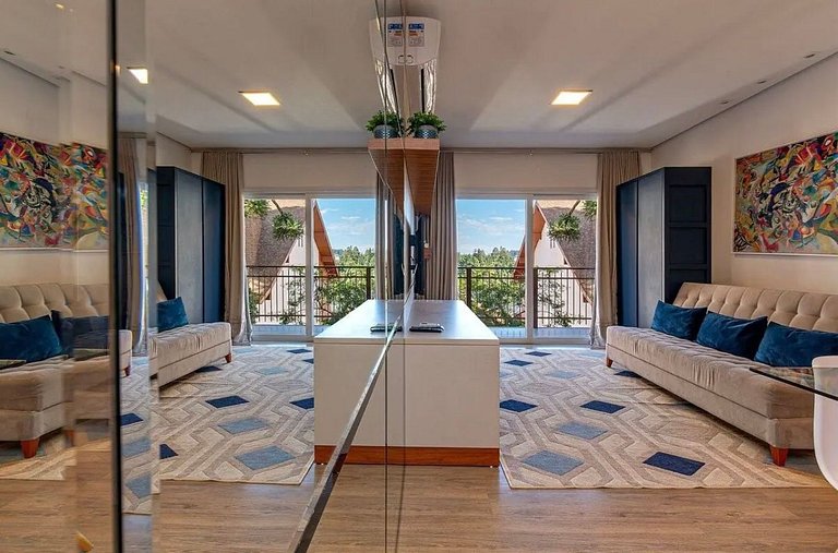 Excelente Apto com lareira e piscina aquecida